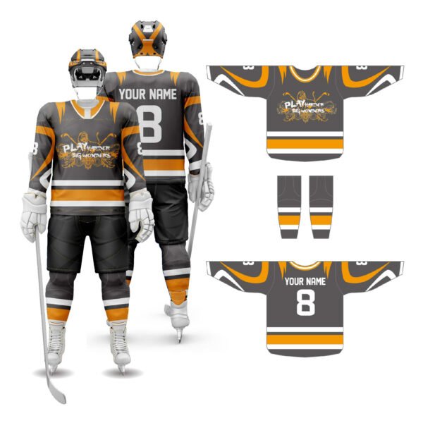 Lion Ice Hockey Robe - Grey Orange - Image 3