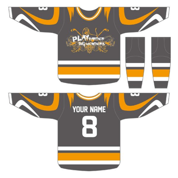 Lion Ice Hockey Robe - Grey Orange - Image 4